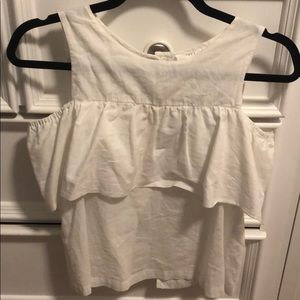 White Linen Top with Ruffle